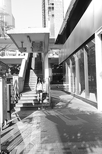 Light and shadow on a footbridge, Gloucester Road, Wanchai, 28 May 2017