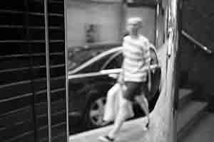 Reflection of a street scene, Sheung Wan, 9 June 2017