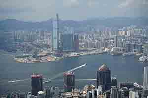 Victoria Harbour viewed from Lugard Road, The Peak, 11 June 2017