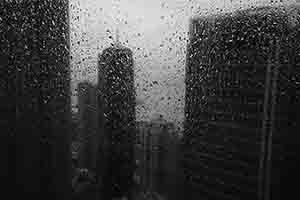 View through a window in rainy weather, Sheung Wan, 18 June 2017