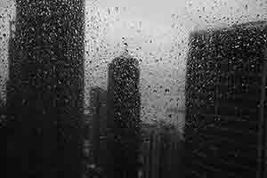 View through a window in rainy weather, Sheung Wan, 18 June 2017