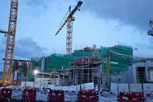 Construction of the M+ building, West Kowloon Cultural District, 22 June 2017