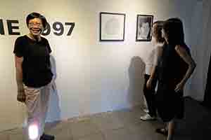 Guests at the opening of an exhibition, Videotage, Cattle Depot Artist Village, To Kwa Wan, 29 June 2017