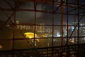 Hong Kong Stadium - a view through a window in Tai Hang, 30 June 2017