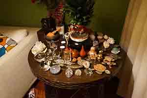 Table with various items - in a friend's home in Tai Hang, 30 June 2017