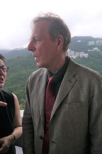 Gerard Henry at his retirement party at the home of the French Consul General, The Peak, 27 June 2017