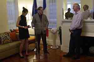Gerard Henry at his retirement party, held at the home of the French Consul General, The Peak, 27 June 2017
