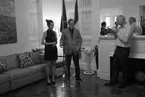 Gerard Henry at his retirement party, held at the home of the French Consul General, The Peak, 27 June 2017