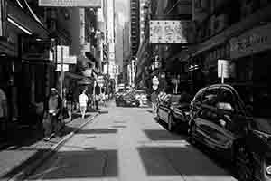 Street scene with shadows, Sheung Wan, 10 July 2017