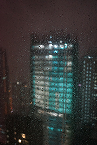 View through a window in rainy weather, Sheung Wan, 17 July 2017