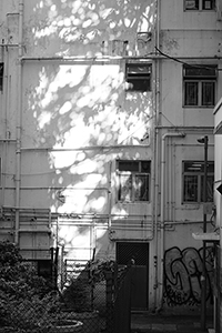 Light and shadow on the wall of a building, Sheung Wan, 15 August 2017