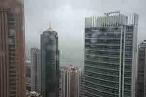 Looking towards Victoria Harbour while Typhoon Hato was impacting Hong Kong, Sheung Wan, 23 August 2017