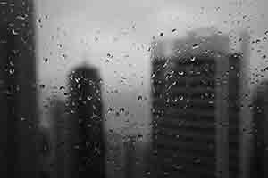 Raindrops on the window during the passage of Typhoon Hato, Sheung Wan, 23 August 2017