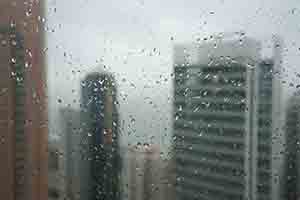 Raindrops on the window during the passage of Typhoon Hato, Sheung Wan, 23 August 2017