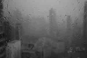 Rain drops on a window, Sheung Wan, 27 August 2017