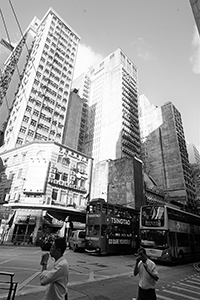 Light and shadow on buildings, Des Voeux Road Central, Sheung Wan, 22 September 2017
