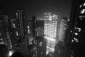 Buildings at night, Sheung Wan, 2 September 2017
