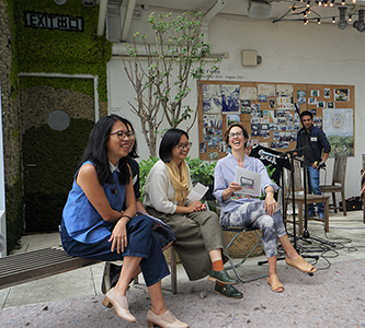 Guests at an exhibition opening, Spring Workshop, Wong Chuk Hang, 4 November 2017