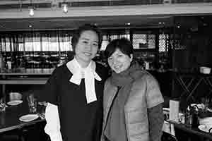 Teresa Kwong (left) and Connie Lam (right), in a restaurant in  the Hong Kong Arts Centre building, Wanchai, 23 November 2017