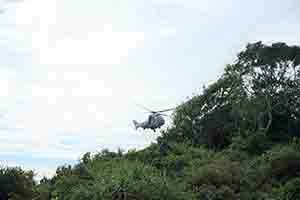 Government Flying Services helicopter on rescue mission, Tung Ping Chau, Mirs Bay, 26 November 2017