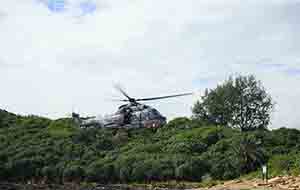 Helicopter conducting emergency medical evacation, Tung Ping Chau, Mirs Bay, 26 November 2017