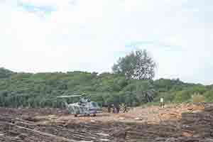 Helicopter conducting emergency medical evacation, Tung Ping Chau, Mirs Bay, 26 November 2017