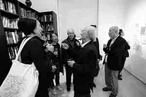 Chu Hing-wah at the opening of his exhibition, Hanart TZ Gallery, Pedder Building, Pedder Street, Central, 8 December 2017