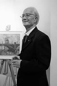 Chu Hing-wah at the opening of his exhibition, Hanart TZ Gallery, Pedder Building, Pedder Street, Central, 8 December 2017