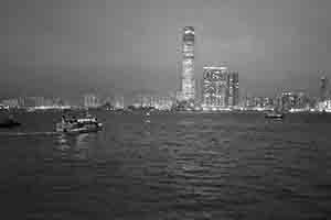 Night view of Victoria Harbour from Sheung Wan, 13 December 2017