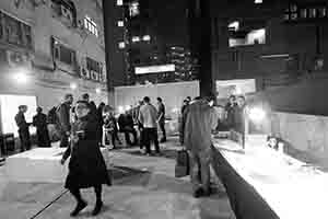 On the roof terrace of an industrial building, opening of 'Interval in Space' exhibition, Osage, Kwun Tong, 15 December 2017