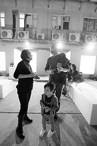 On the roof terrace of an industrial building: opening of the exhibition 'Interval in Space', Osage, Kwun Tong, 15 December 2017