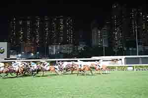 Horse racing at the Hong Kong Jockey Club racecourse, Happy Valley, 6 December 2017