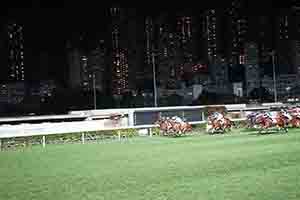 Horse racing at the Hong Kong Jockey Club racecourse, Happy Valley, 6 December 2017