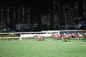 Horse racing at the Hong Kong Jockey Club racecourse, Happy Valley, 6 December 2017