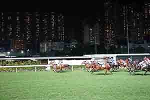 Horse racing at the Hong Kong Jockey Club racecourse, Happy Valley, 6 December 2017