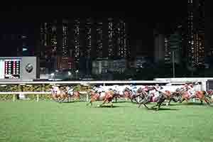 Horse racing at the Hong Kong Jockey Club racecourse, Happy Valley, 6 December 2017