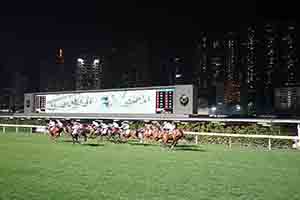Horse racing at the Hong Kong Jockey Club racecourse, Happy Valley, 6 December 2017