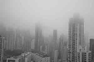 Sai Ying Pun in mist, Hong Kong Island, 8 January 2018