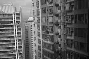 Scaffolding workers creating a bamboo platform at height, Sheung Wan, 4 January 2018