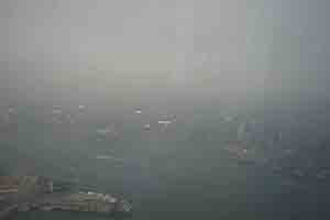 View of Victoria Harbour from a high floor of the ICC, 30 January 2018