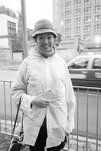 Stephanie Cheung, at an art event by Kingsley Ng, Tai Hang Tung Road, Kowloon, 6 January 2018