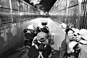 Visit to Tai Hang Tung Stormwater Storage Tank during an art event by Kingsley Ng, Kowloon, 6 January 2018