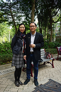 Filmmaker Kal Ng (right) at the wedding of Giorgio Biancorosso and Yoko Hosoda, Hong Kong Park, 27 February 2018