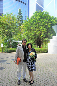 After the wedding of Giorgio Biancorosso (left) and Yoko Hosoda (right), Hong Kong Park, 27 February 2018