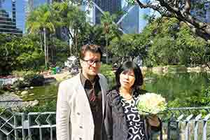 After the wedding of Giorgio Biancorosso (left) and Yoko Hosoda (right), Hong Kong Park, 27 February 2018