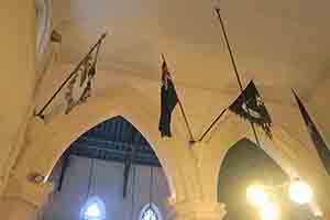 British regimental flags on display in St. George's chapel, St. John's Cathedral, Central, 27 February 2018