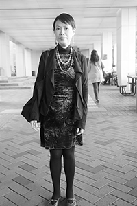 Artist and autism researcher Dawn-Joy Leong after giving a talk at the University of Hong Kong, 28 February 2018