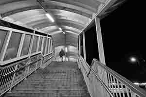 Steps of a footbridge over Connaught Road West, Sai Ying Pun, 12 March 2018