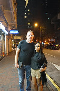 Sam Winter and his wife, Queen's Road West, Sheung Wan, 17 March 2018