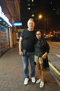 Sam Winter and his wife, Queen's Road West, Sheung Wan, 17 March 2018